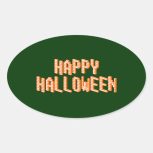 Halloween Blox Text Oval Sticker