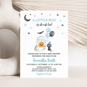 Halloween Blue A Little Boo Baby Shower Invitation