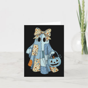 Halloween Blue Denim Boo Ghost Floral Coquette Fal Card