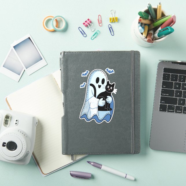 Halloween Blue Denim Ghost and Cat (iPad Cover)
