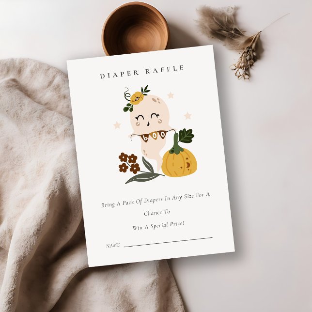 Halloween Blue Ghost Boo Diaper Raffle Baby Shower Enclosure Card (Creator Uploaded)