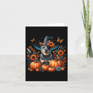 Halloween Blue Heeler Dog Pumpkin Autumn Season Fl Card