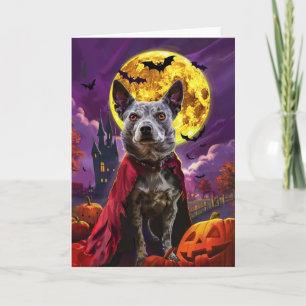 Halloween Blue Heeler Dog Pumpkins Scary  Card