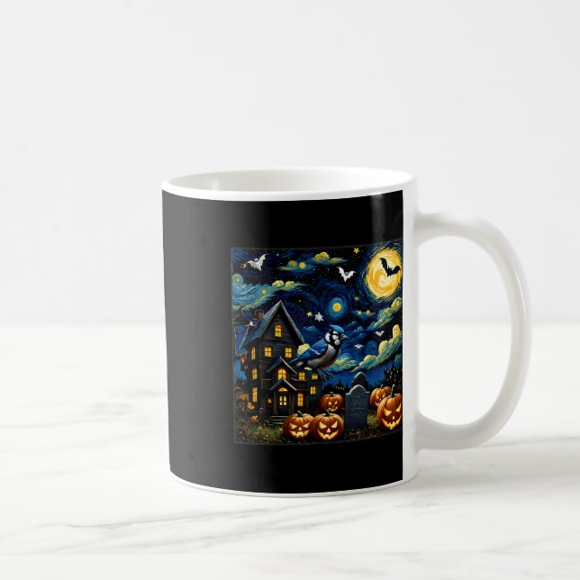 Halloween Blue Jay Starry Night  Coffee Mug (Right)
