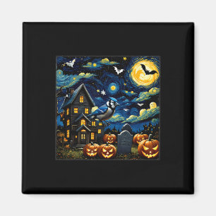Halloween Blue Jay Starry Night Magnet