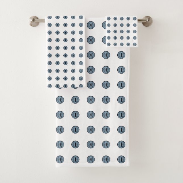 Halloween Blue Polka Dot Eyes Bath Towel Set (Insitu)