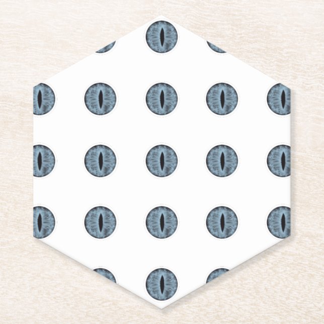 Halloween Blue Polka Dot Eyes Paper Coaster (Front)