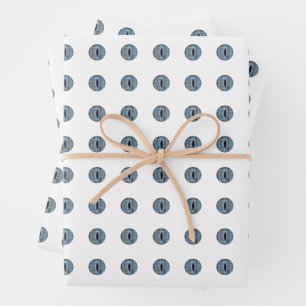 Halloween Blue Polka Dot Eyes Wrapping Paper Sheet