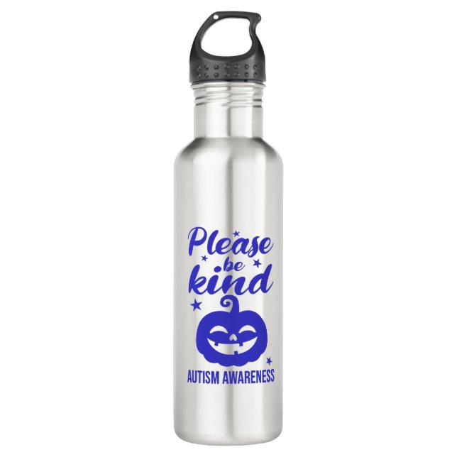 Halloween Blue Pumpkin Autisim Awareness 710 Ml Water Bottle (Front)