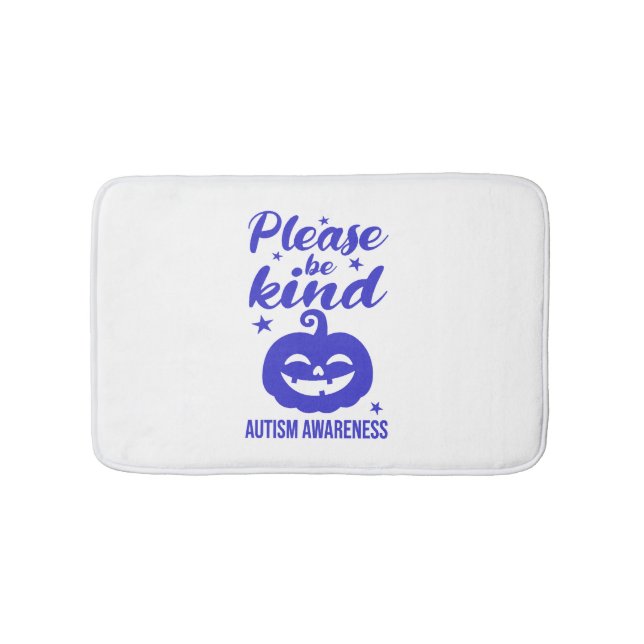 Halloween Blue Pumpkin Autisim Awareness Bath Mat (Front)