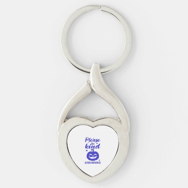 Halloween Blue Pumpkin Autisim Awareness Key Ring (Front)