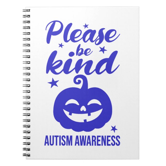 Halloween Blue Pumpkin Autisim Awareness Notebook (Front)