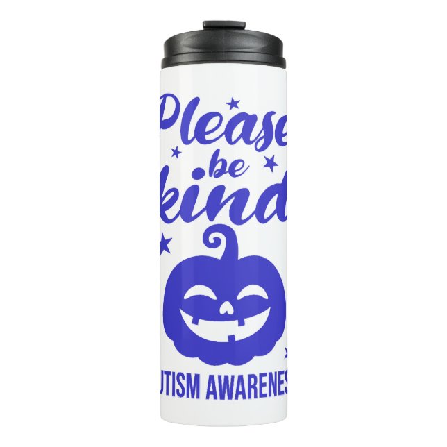 Halloween Blue Pumpkin Autisim Awareness Thermal Tumbler (Front)