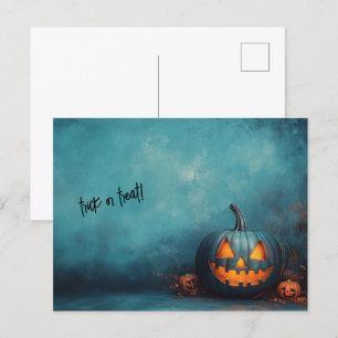 Halloween Blue Trick or Treat Postcard