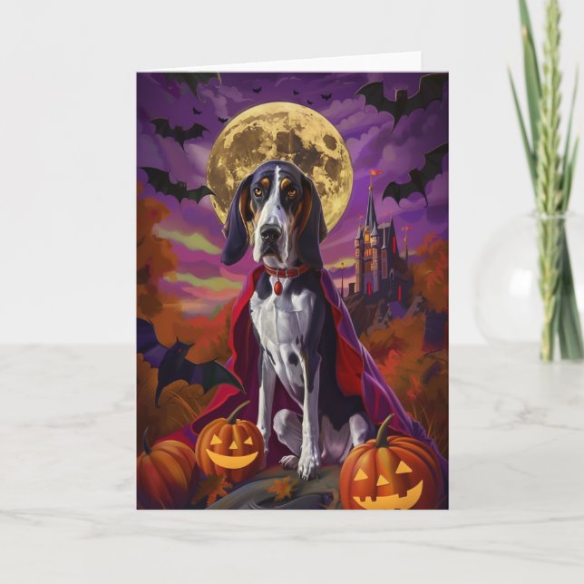 Halloween Bluetick Coonhound Dog Pumpkins Scary  Card (Front)