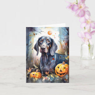 Halloween Bluetick Coonhound With Pumpkins Scary Card