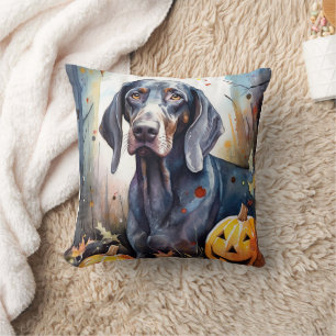 Halloween Bluetick Coonhound With Pumpkins Scary  Cushion