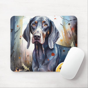 Halloween Bluetick Coonhound With Pumpkins Scary Mouse Mat