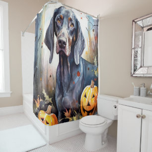 Halloween Bluetick Coonhound With Pumpkins Scary Shower Curtain