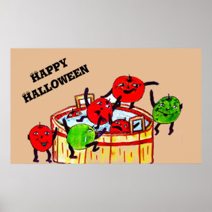 HALLOWEEN BOBBING FOR APPLES PARTY  POSTER