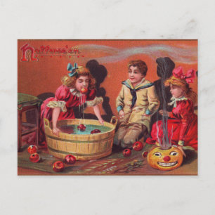 Halloween Bobbing For Apples Postcard