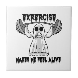Halloween Bodybuilder Gym Fitness - Ghost Workout Tile