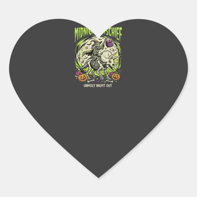 Halloween Bone Rider Mischief Heart Sticker (Front)