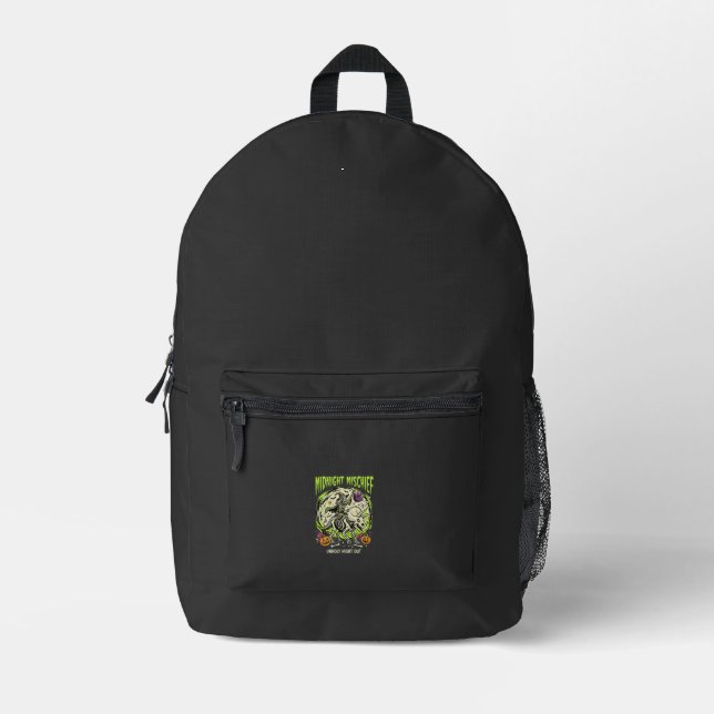 Halloween Bone Rider Mischief Printed Backpack (Front)