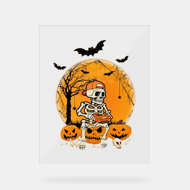 Halloween BonePumpkin Acrylic Sign (Front)
