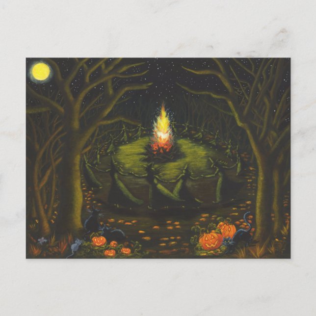 Halloween,bonfire,witches,coven,magic,dance Postcard (Front)