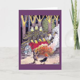 Halloween Bonfire with Bear and Brownies Card