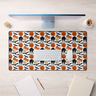 Halloween Boo Bats Cat Pumpkin And Moon Drawing Desk Mat