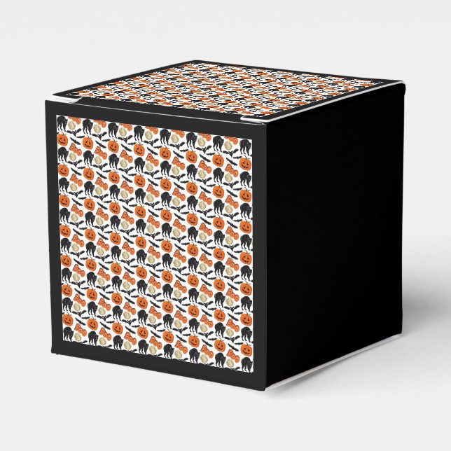 Halloween Boo Bats Cat Pumpkin And Moon Drawing Favour Box (Front Side)