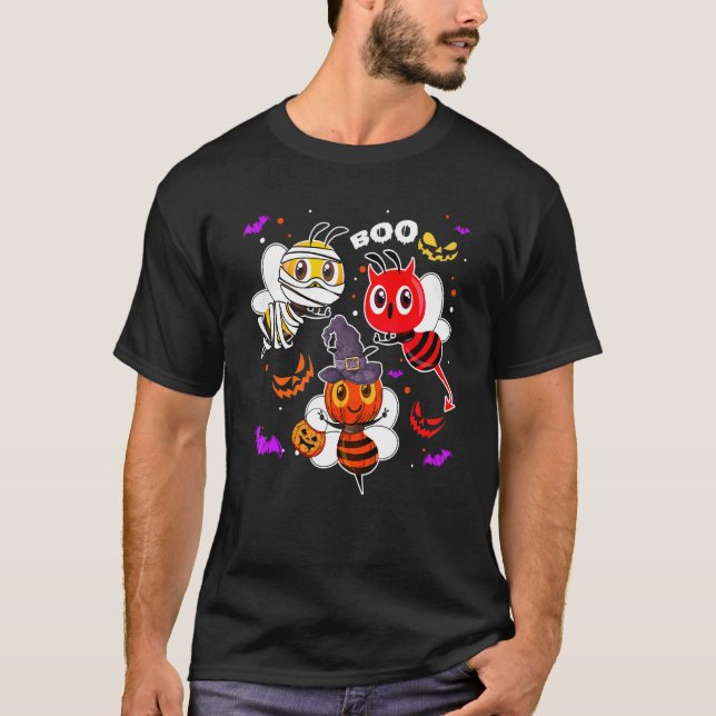 Halloween Boo Bee Ghoul Mummy Vampire Halloween Co T-Shirt (Front)