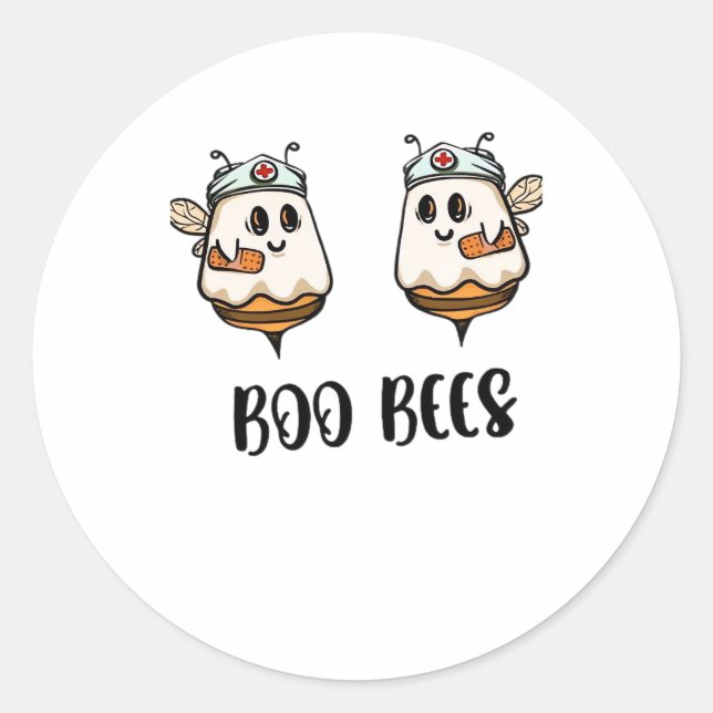 Halloween Boo Bees Nurse Classic T-Shirt Classic Round Sticker (Front)