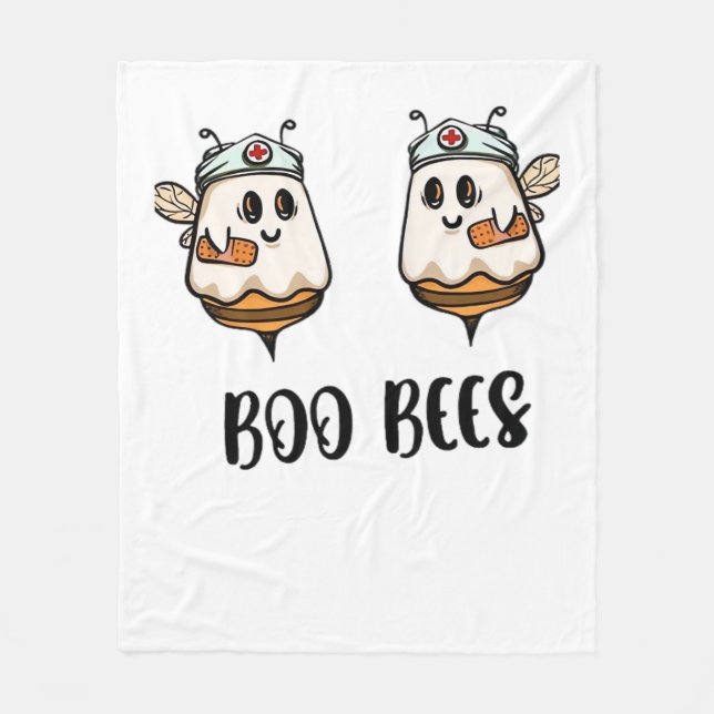 Halloween Boo Bees Nurse Classic T-Shirt Fleece Blanket (Front)