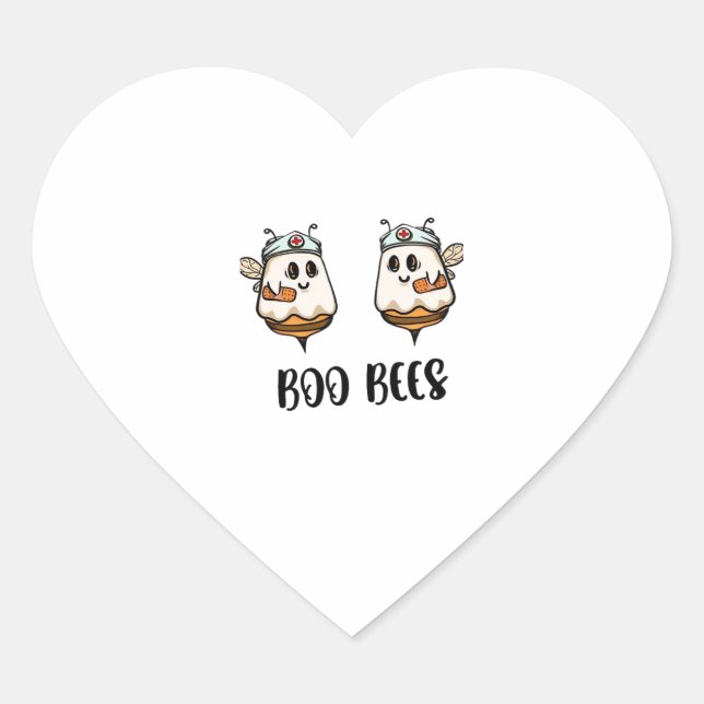 Halloween Boo Bees Nurse Classic T-Shirt Heart Sticker (Front)