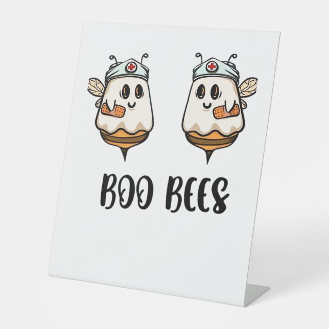 Halloween Boo Bees Nurse Classic T-Shirt Pedestal Sign (Front)