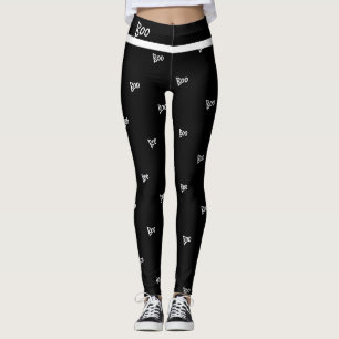 Halloween boo black and white leggings