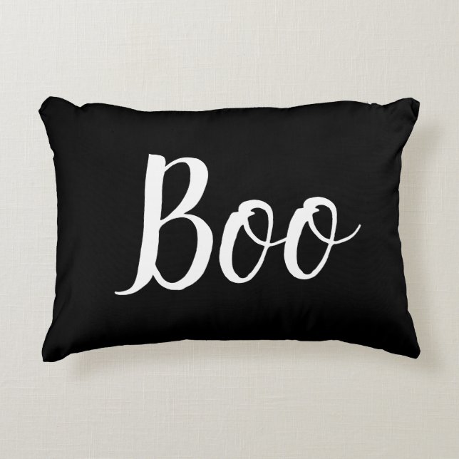 Halloween Boo Black White Accent Pillow (Front)