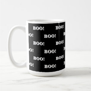 Halloween Boo Black White Coffee Mug