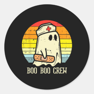Halloween Boo Boo Crew Ghost Nurse Retro Halloween Classic Round Sticker