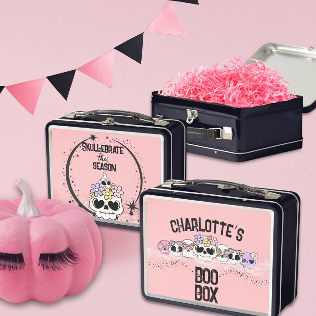 Halloween Boo Box Old School Lunch Box (Vintage lunch box doubles as a Boo Box for a special trick or treater, fill with small gifts.)