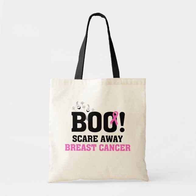 Halloween BOO Breast Cancer Trick or Treat  Tote Bag (Front)