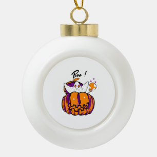 Halloween Boo                         Ceramic Ball Christmas Ornament