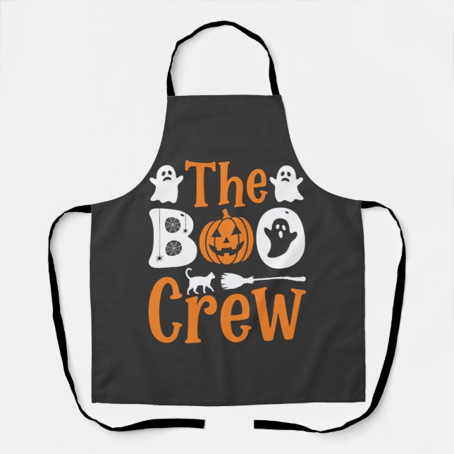 Halloween Boo Crew Ghost Pumpkin Cat Design Apron (Front)