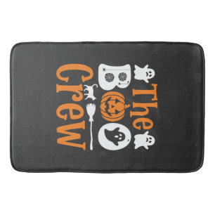 Halloween Boo Crew Ghost Pumpkin Cat Design Bath Mat