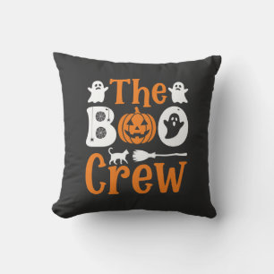 Halloween Boo Crew Ghost Pumpkin Cat Design Cushion