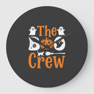 Halloween Boo Crew Ghost Pumpkin Cat Design Large Clock