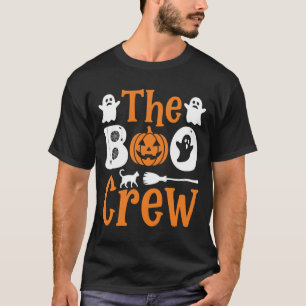 Halloween Boo Crew Ghost Pumpkin Cat Design T-Shirt